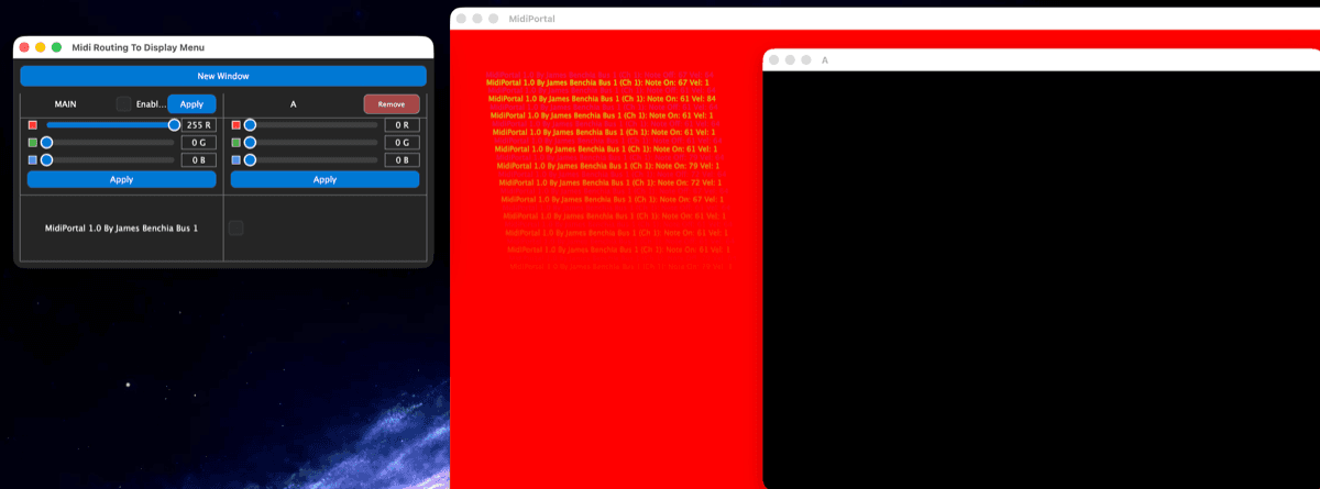 MIDI Portal multiple display windows management